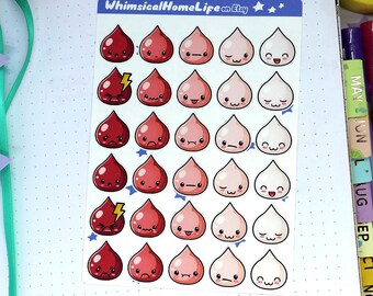 Period Tracker Stickers -Menstrual Cycle Mood Tracker - Planner Stickers - Women's Health Journal & Cycle Tracker