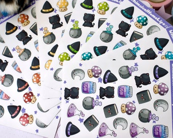 Witchy Planner Stickers – Kawaii Witch, Book of Shadows