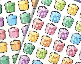 Trash & Recycling Icons: House Cleaning Planner Stickers