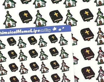 Church Day Planner Stickers - Christian Bible Study Stickers for Calendars