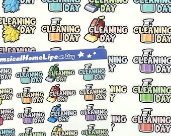 Cleaning Planner Labels: Vacuum, Dusting, Chore Tracker Sticker Sheet