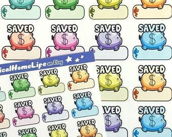 Piggy Bank Money Savings Balance Stickers: Budget Mini Planner Stickers