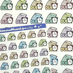 Due Date Planner Sticker Labels: Projects & Homework Assignments