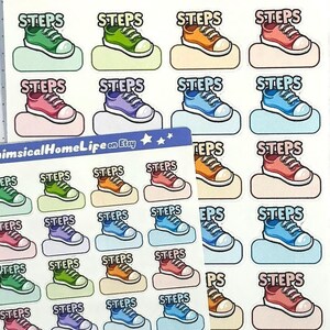 Steps Tracker Planner Stickers: Step Goals Walking & Running Fill-in Label