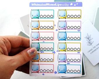 TV Show Rating Sticker Sheet - Content Creator Bullet Journal Stickers - TV Series Review 5 Stars Fill In