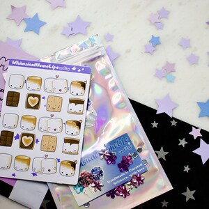 cute stickers with marshmallow smores shown Ready to ship from whimsicalhomelife on etsy