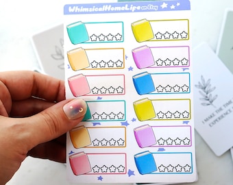 Book Rating Sticker Sheet - Bullet Journal Planner Stickers - Reading Log Favorite Books Tracker Book Review