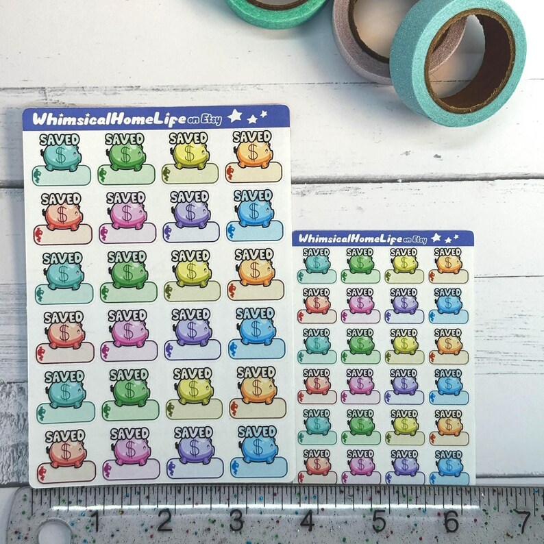 Piggy Bank Money Savings Balance Stickers: Budget Mini Planner Stickers ...