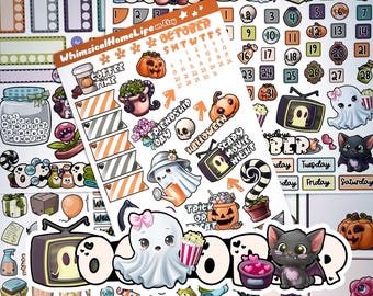 October Planner Stickers Set  (2026 Update) – Spooky Cute Bullet Journal Kit
