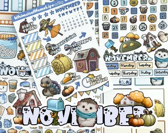 November Planner Stickers  (2026 Update) – Thanksgiving Theme, Journaling Kit