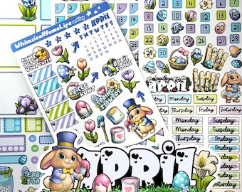 April Planner Stickers (2026 Update) – Easter Springtime Calendar, Bullet Journal Kit