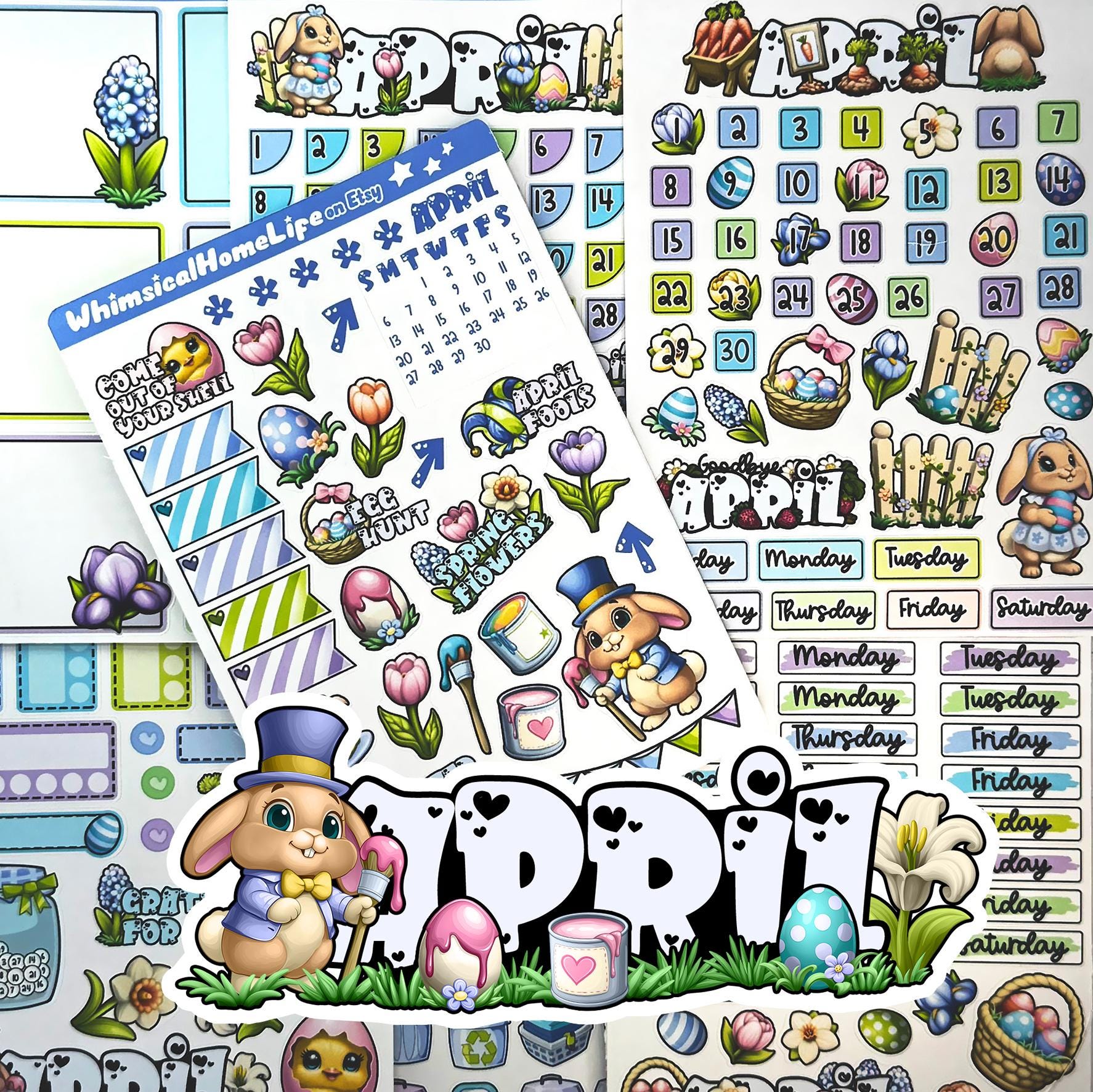 April Planner Stickers (2027 Calendar) – Easter Springtime Calendar ...