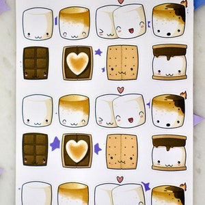cute toasted marshmallow smores sticker sheets. Stickers for family time bullet journal theme