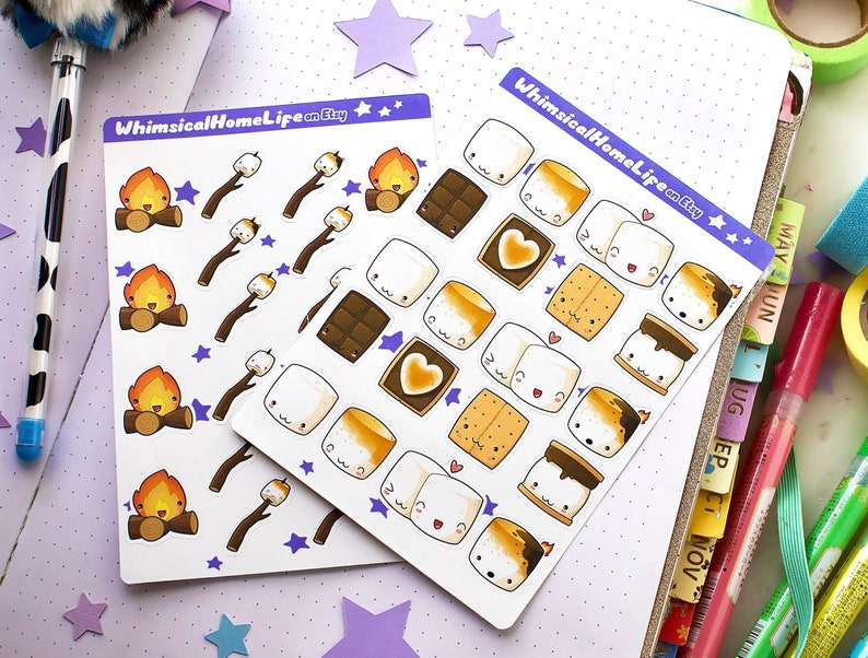 campfire smores planner sticker bullet journal theme for summer