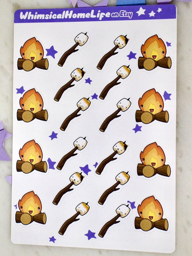 cute camping theme bullet journal stickers
