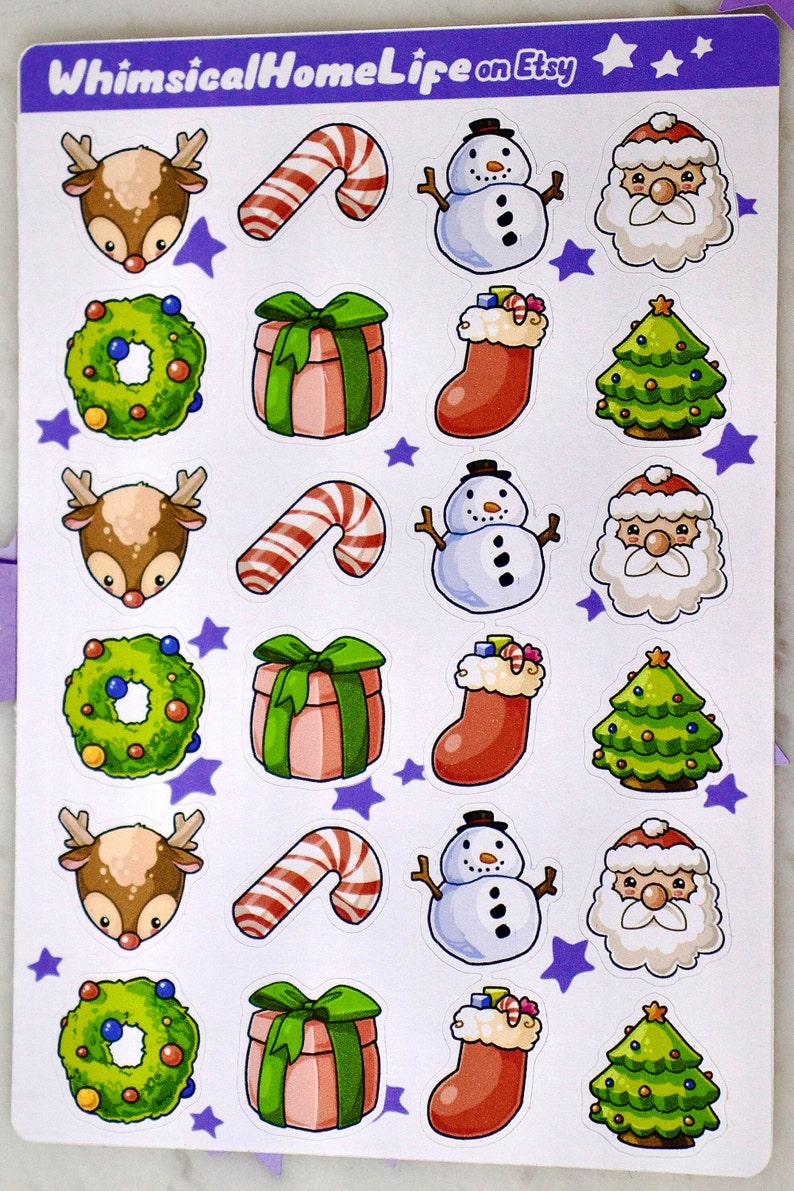 Kawaii Christmas Sticker Sheets Removable Planner Bullet Etsy