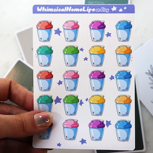 Protein Shake Diet Tracker Sticker Sheet - Bullet Journal Stickers - Fitness Planner & Weight Loss Journal