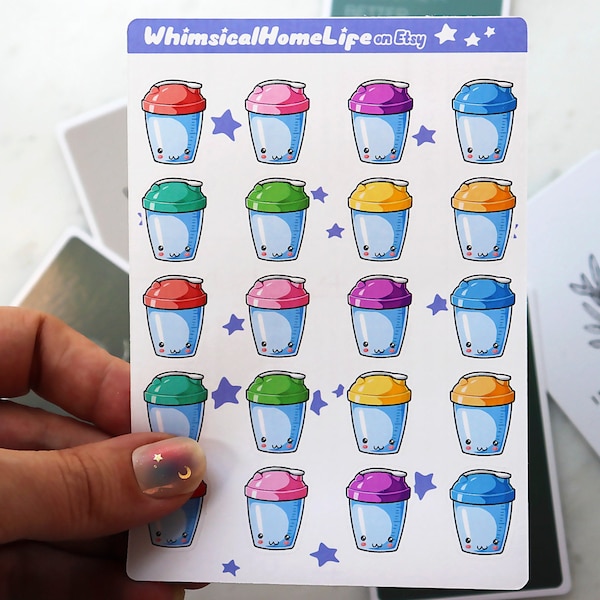 Protein Shake Diet Tracker Sticker Sheet - Bullet Journal Stickers - Fitness Planner & Weight Loss Journal