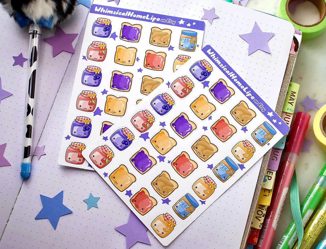 Pb Stickers Peanut Butter and Jelly Stickers: PB&J Planner Stickers - Etsy