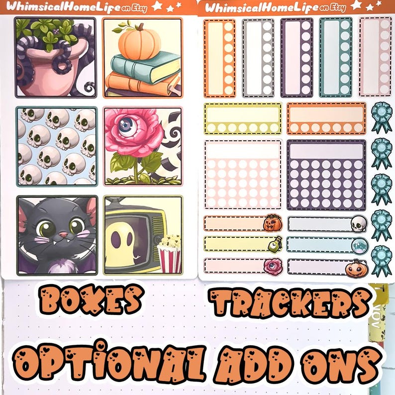 october habit trackers and calendar boxes stickers