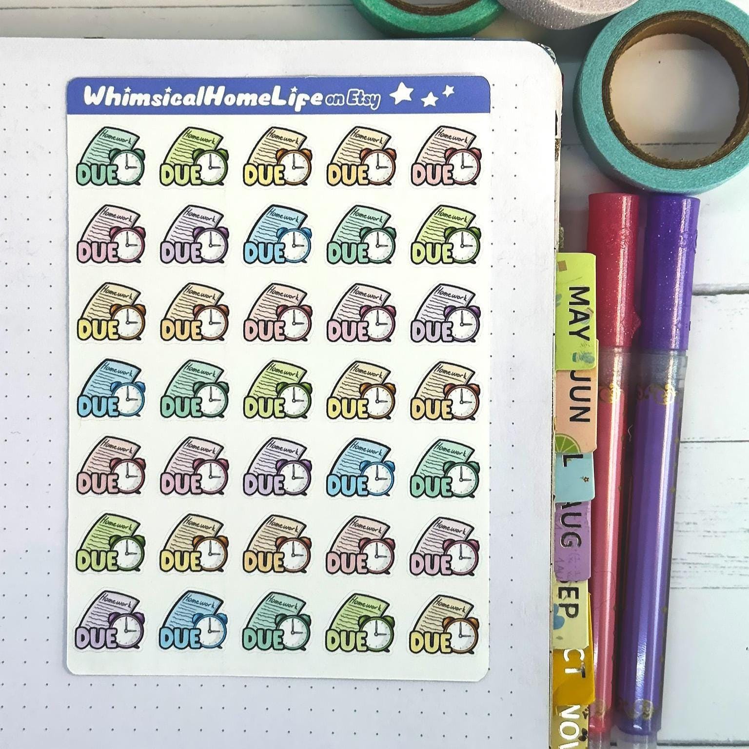 Due Date Planner Sticker Labels: Projects & Homework Assignments - Etsy