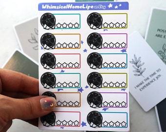 Movies Rating Sticker Sheet - Movie Bullet Journal Stickers - Favorite Film Review 5 Stars Fill In