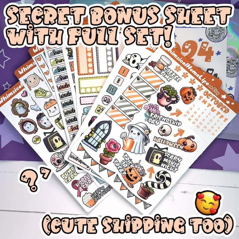 October spooky cute monthly sticker kit for ecl[ shown ready to ship