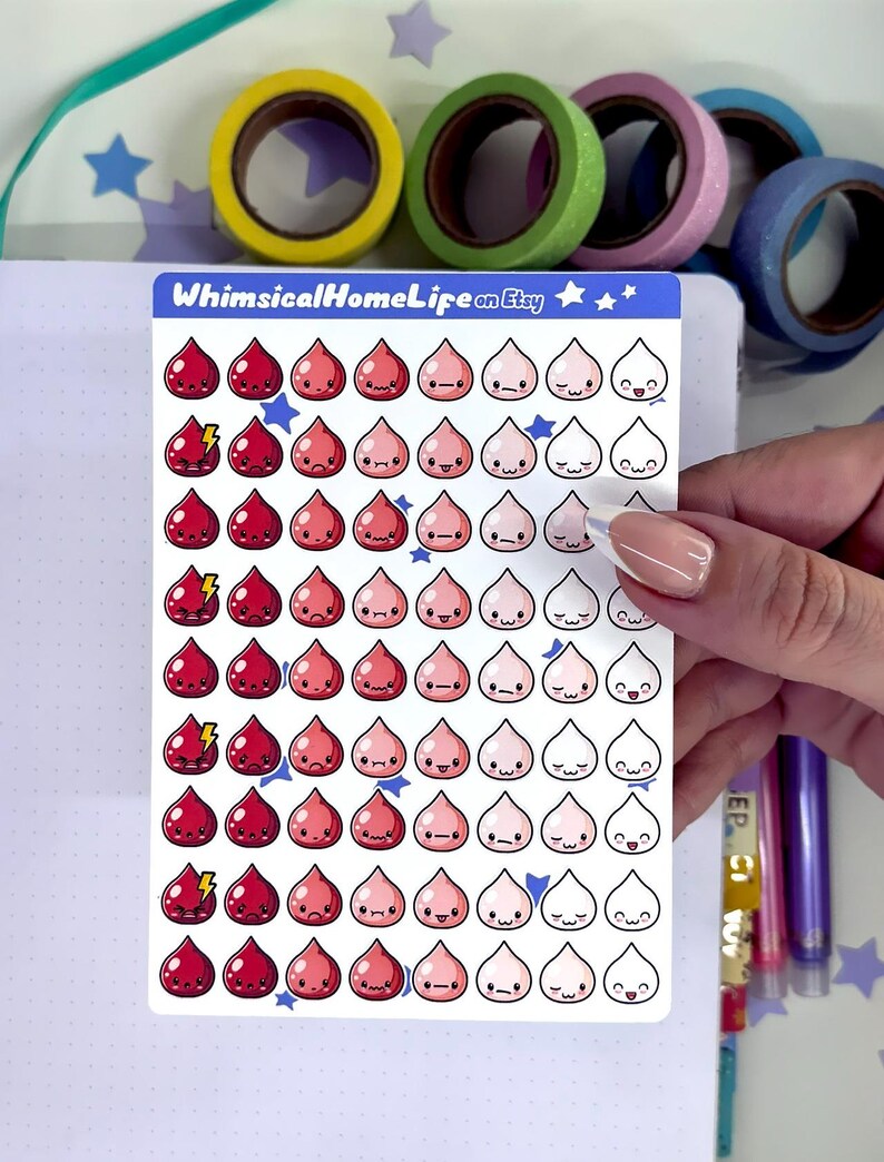 mini period tracker planner stickers period mood stickers