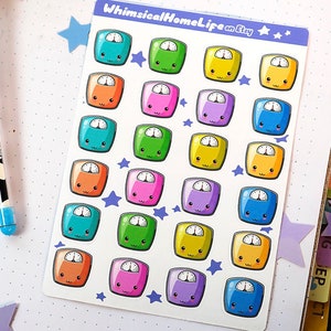 Weight Scale Diet Tracker Sticker Sheet - Bullet Journal Stickers - Fitness Planner & Weight Loss Journal