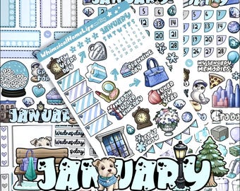 January Planner Stickers: Uptown Girl Winter City Theme (2027 Update)