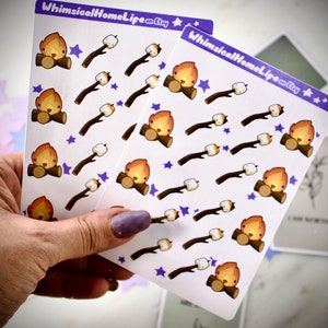 cute campfire smores sticker sheets shown held with inspirational cards for your fall family time