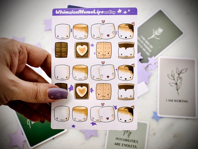 kawaii smores sticker sheet
