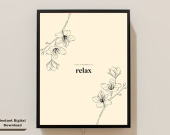 Relax Print, Wall Art, Digital Art, Printable Art, Instant Digital Download, Wall Decor, Wall Hangings, Prints