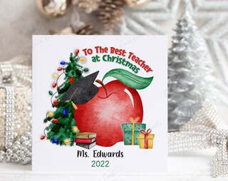 Biglietto Di Natale Per Insegnante - Hunts England "Merry Christmas To A Special Teacher" Con Busta Marrone