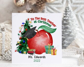 Biglietto Di Natale Per Insegnante - Hunts England "Merry Christmas To A Special Teacher" Con Busta Marrone