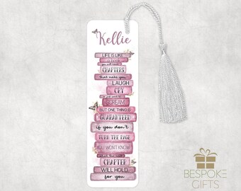 Personalised pink butterfly bookmark, gifts for her, Positivity bookmark