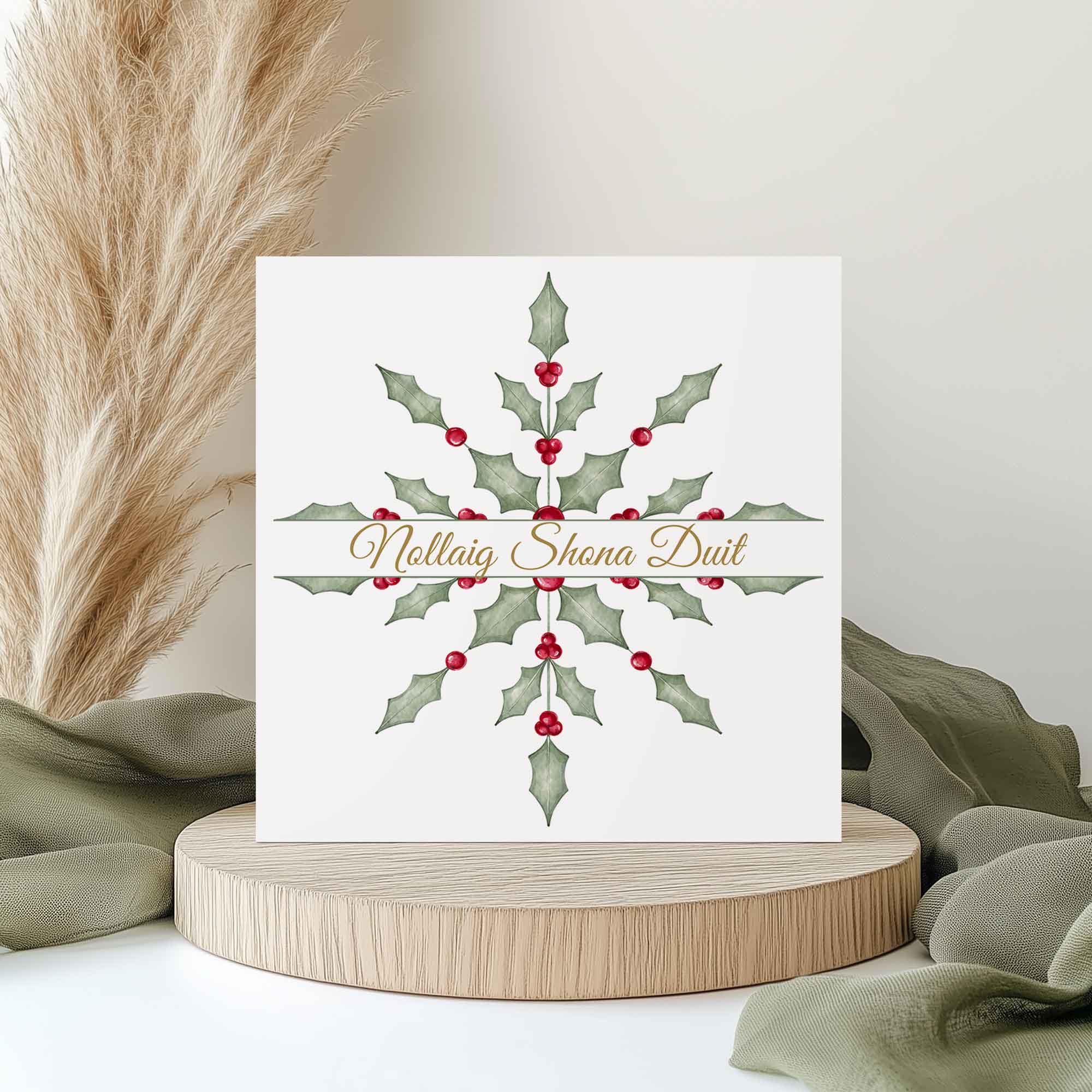 Nollaig Shona Duit: Irish Gaelic Christmas Card - Festive Celtic Holiday  Greeting from Ireland, image size:2000x2000