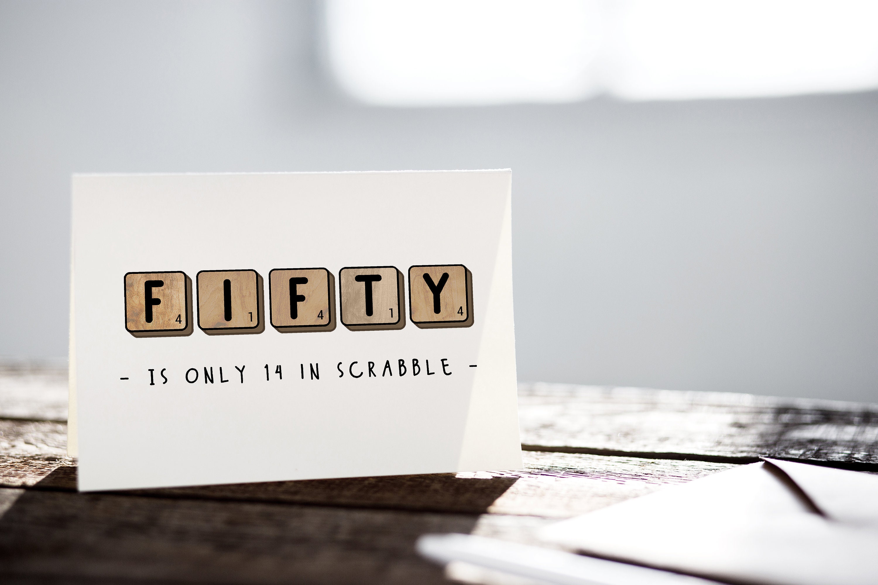 50th Birthday Card, Printable, Fifty Funny Birthday Card, Scrabble, 50s ...