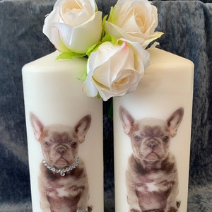 x2 large grey French bull dog Candles, home decor, gift, dressing table, bling!