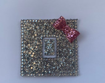 Glitter light switch cover with a BOW, Single,Double,Triple, more colours BLING!