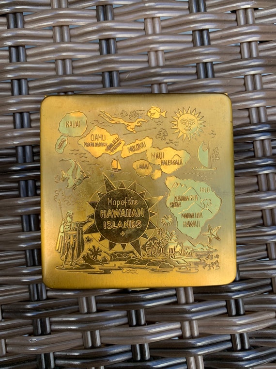 Vintage Hawaiian Islands Compact Mirror - Metal So