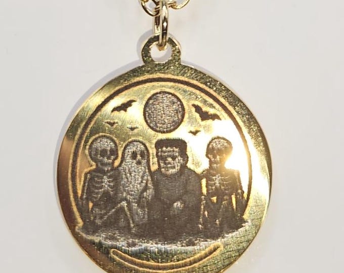 Personalized Pendant Necklace - Gold Necklace with Custom Engraved Back