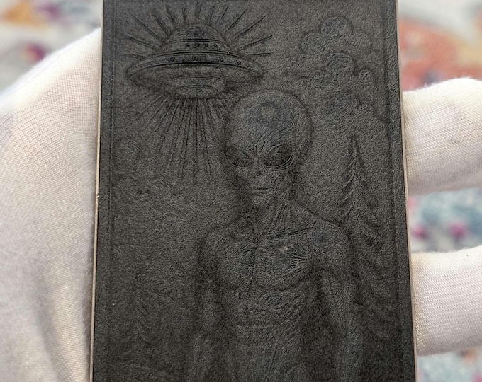 The Visitor— Laser Engraved Solid Iron Art Bar | MKMetalPours