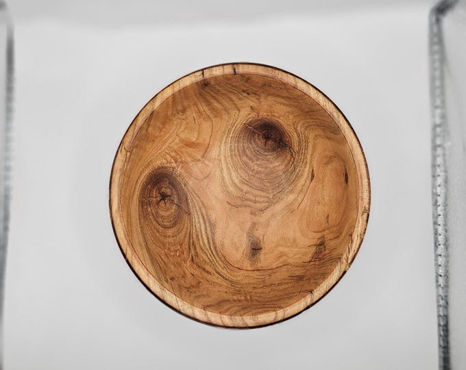 Hand Turned Wooden Bowl | Natural Grain Decorative Accent Dish
