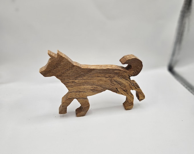Handcrafted Wooden Dog Sculpture | Minimalist Rustic Animal Figurine Home Decor