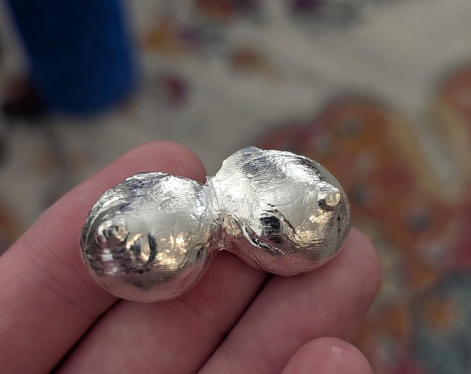 Hand Poured Silver Bar Breast Sculpture MKMetalPours