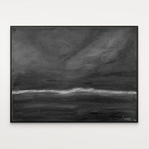 Charcoal and black landscape art, Landscape of prairies, landscape painting, Vintage Poster, custom wall print