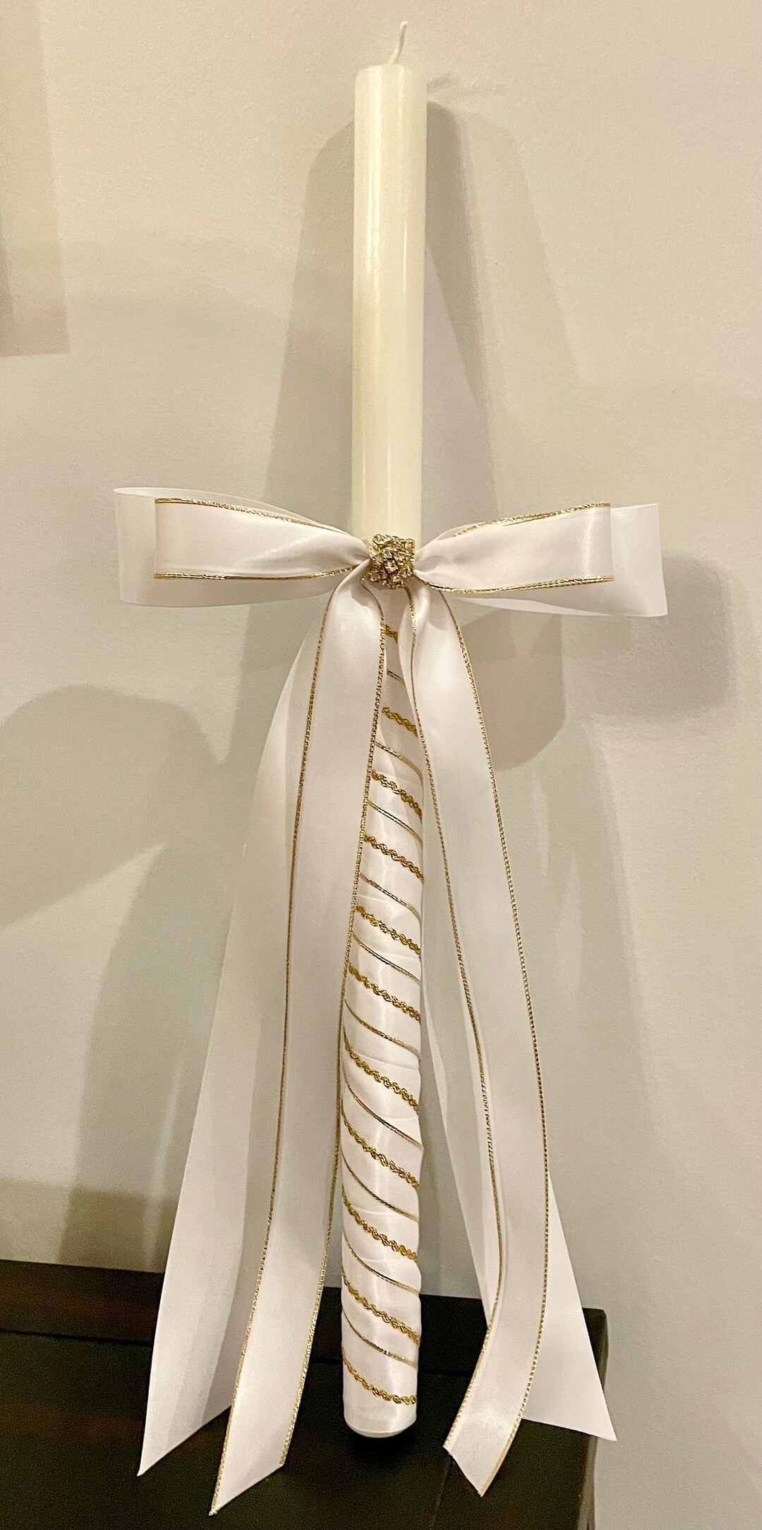 Greek Orthodox Wedding Candles FREE SHIPPING Gold Plated Rhinestone Lambades Lambathes in