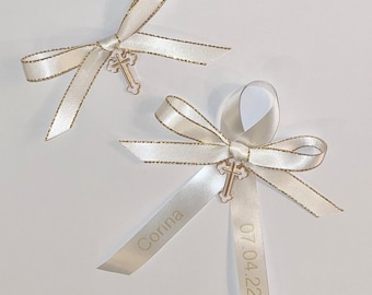 Personalized Martyrika White & Gold Witness Pins - FREE SHIPPING >35 - Greek Orthodox Baptisms - Boy or Girl Baptism - White Martyrika Bows