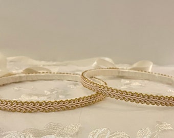 Braided Stefana Crowns Ivory & Metallic Gold, FREE SHIPPING, 2 Handmade Greek Orthodox Wedding Crowns, DISCOUNTED Gift Options Available